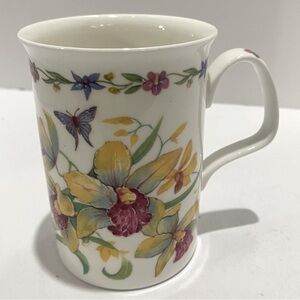 Roy Kirkham "Exotic Orchids" Mug  Fine Bone China England Floral Butterfly